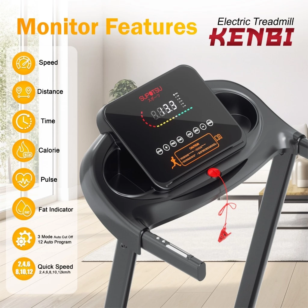 SUPOTSU Kenbi Hitam Treadmill Listrik Gambar produk 7