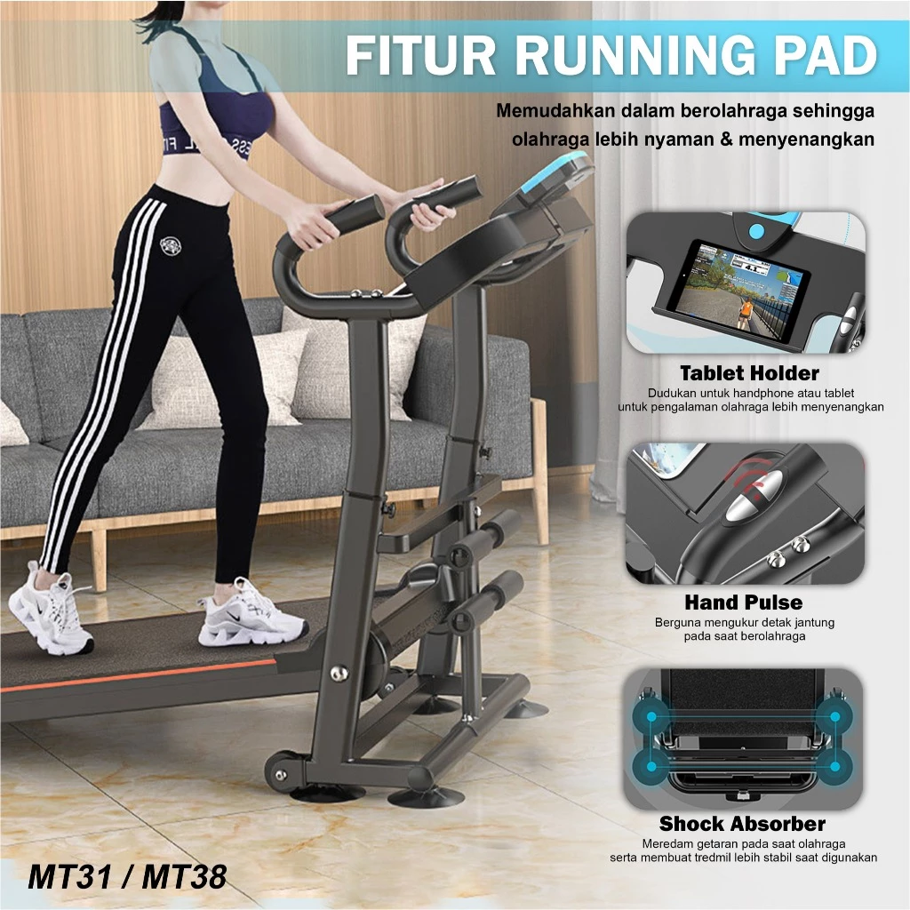 TWEN MT31 Treadmill Manual Tanpa Listrik Gambar produk 2