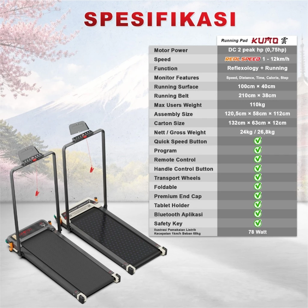 SUPOTSU KUMO Treadmill Listrik Massager Gambar produk 2