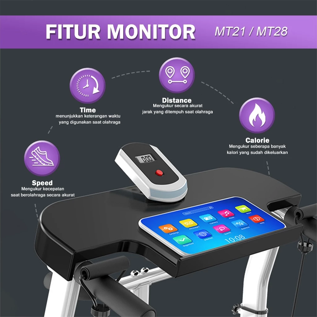 TWEN MT28 Putih Treadmill Manual Tanpa Listrik Gambar produk 7