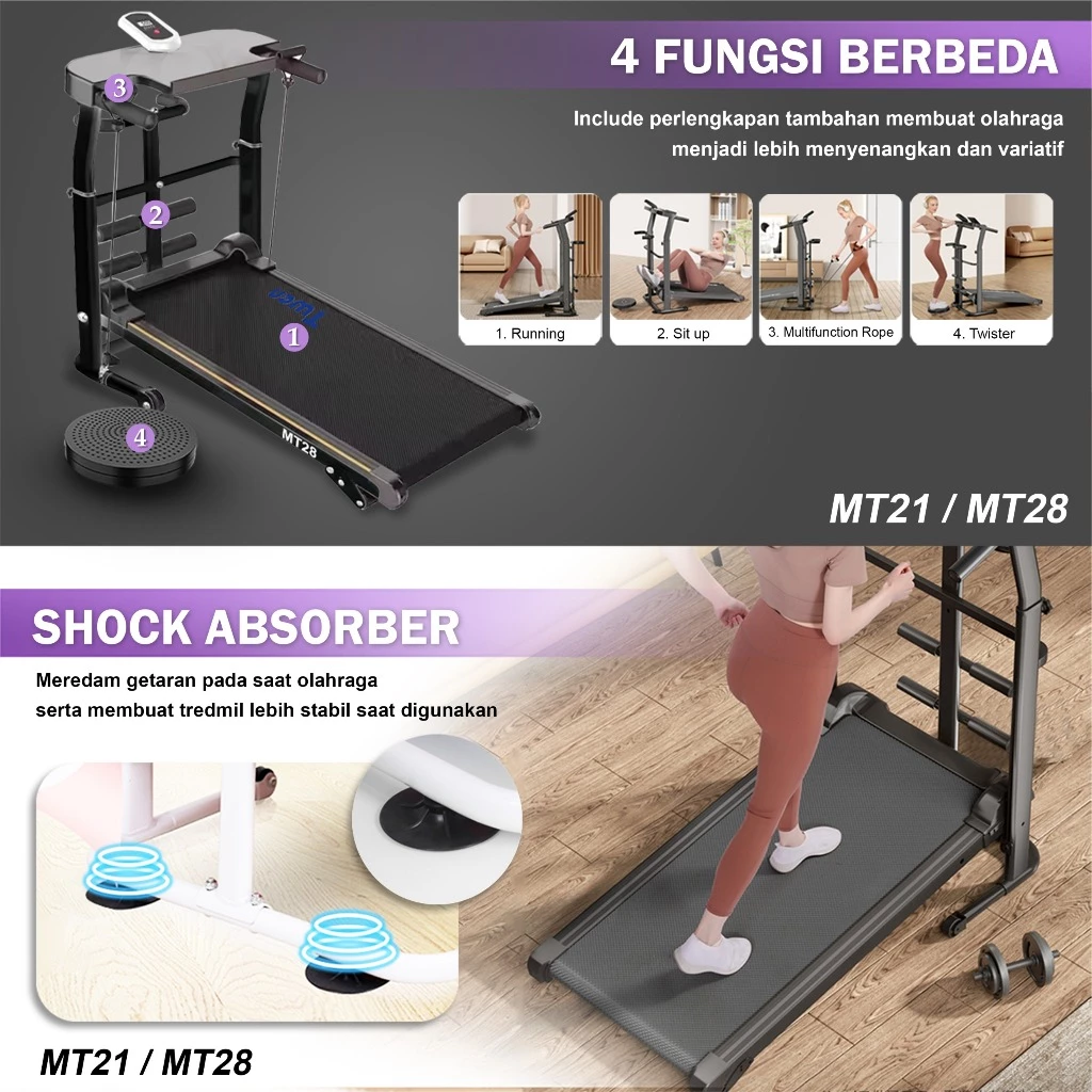 TWEN MT31 Treadmill Manual Tanpa Listrik Gambar produk 5