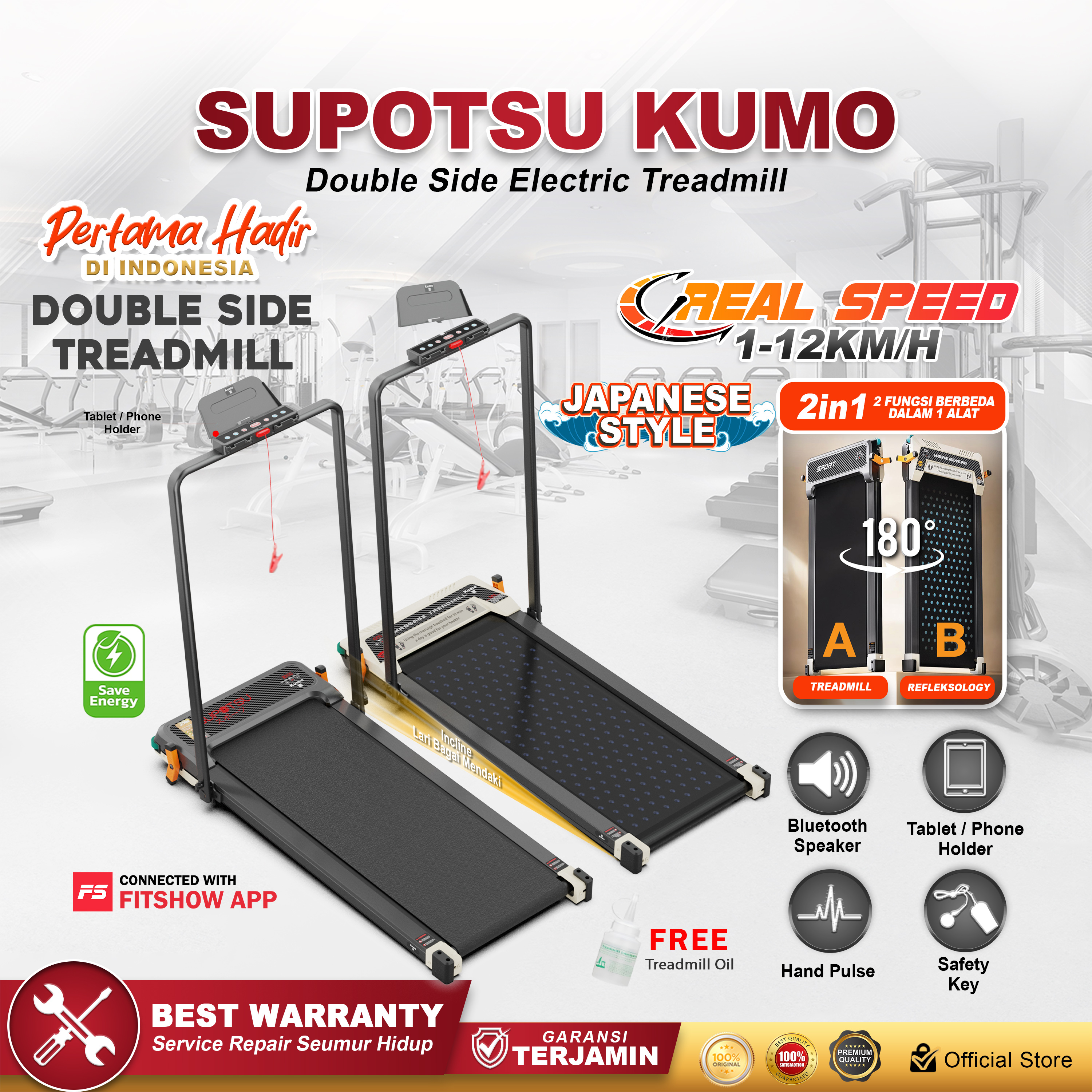 SUPOTSU KUMO Treadmill Listrik Massager