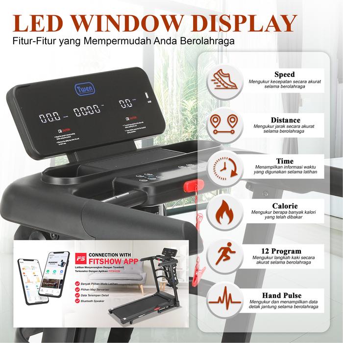 TWEN T695S Treadmill Listrik Multifungsi Gambar produk 2