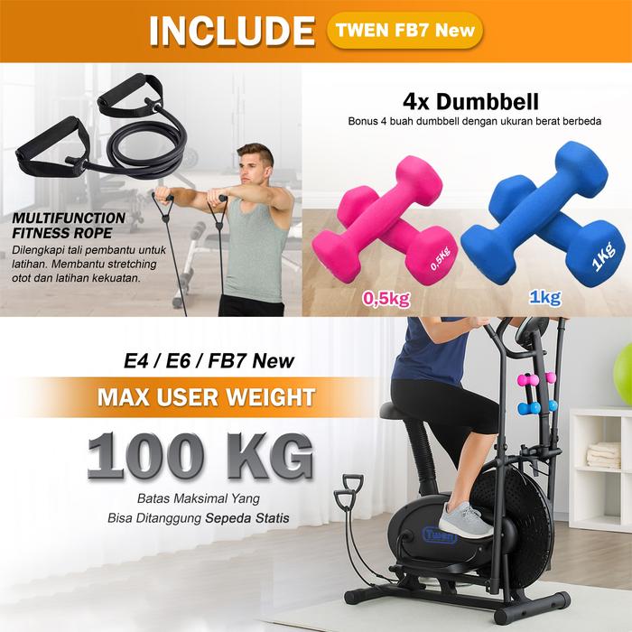Twen FB7 Putih Elliptical Bike Tracer Cross Trainer Orbitrack Alat Fitness - FB7 New Gambar produk 4