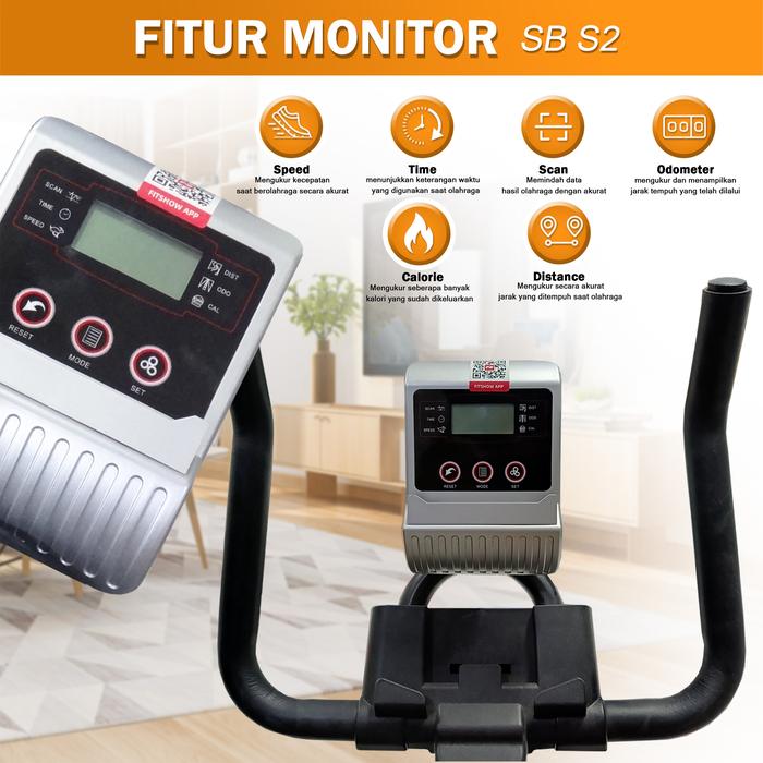 Twen S2 Hitam Spin Bike Gambar produk 2