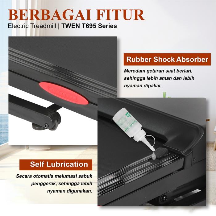 TWEN T695A Treadmill Listrik Multifungsi Gambar produk 7