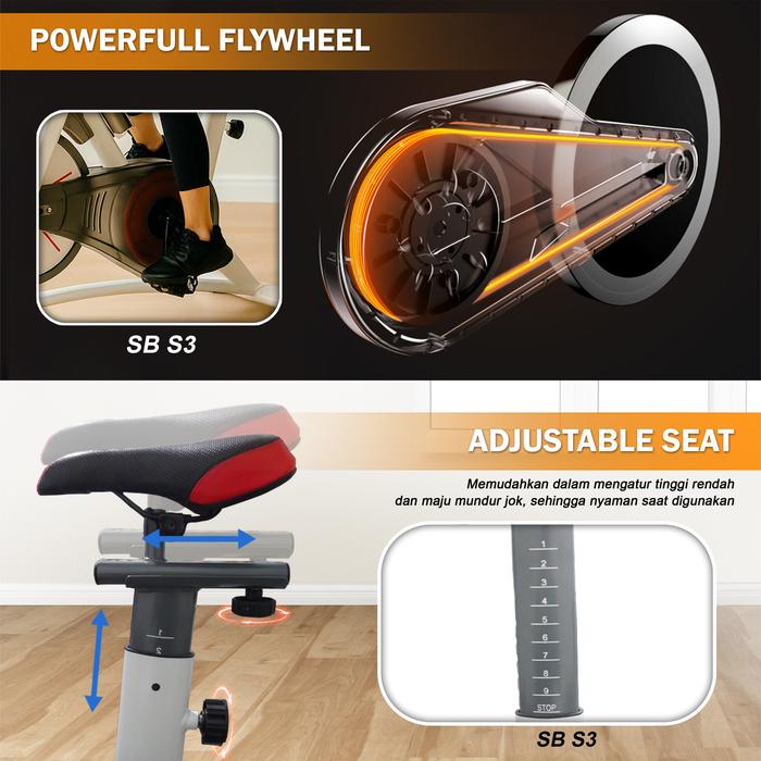 Twen S3 Black Spin Bike Gambar produk 2