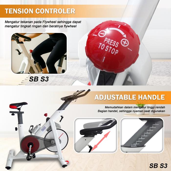 Twen S3 White Spin Bike Gambar produk 4