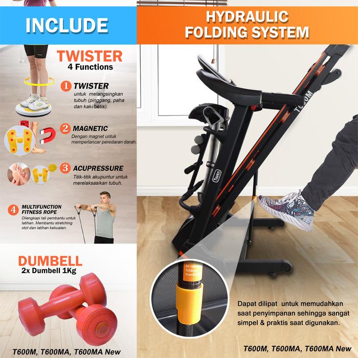 TWEN T600MA Treadmil Listrik Multifungsi Gambar produk 5