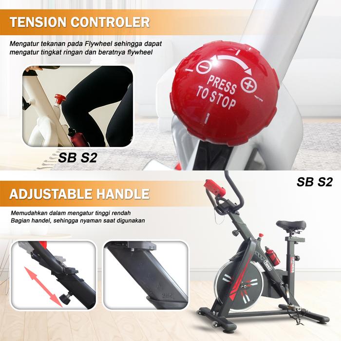 Twen S2 White Spin Bike Gambar produk 3