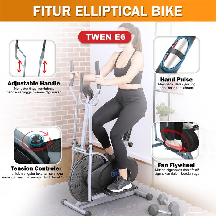 Twen E6 Silver Orbitrack Tracer Elliptical Bike Gambar produk 4