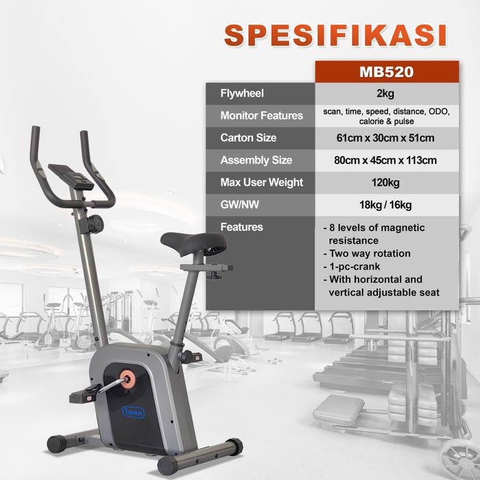 TWEN MB520 Alat Fitness Sepeda Statis Magnetic Bike Gambar produk 8