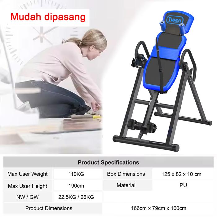 TWEN Inversion Table IT02 Foldable Premium Headstand Trainer Gravity Gambar produk 4