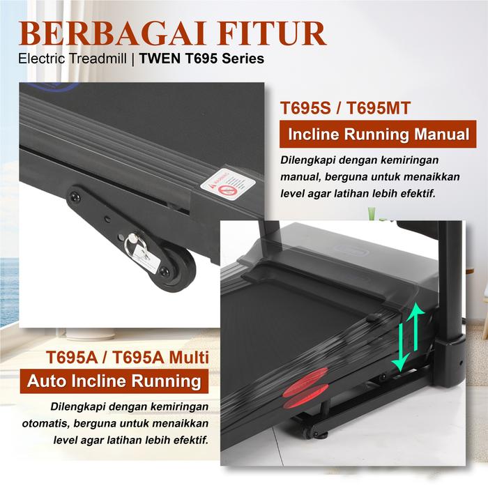 TWEN T695A Treadmill Listrik Multifungsi Gambar produk 6