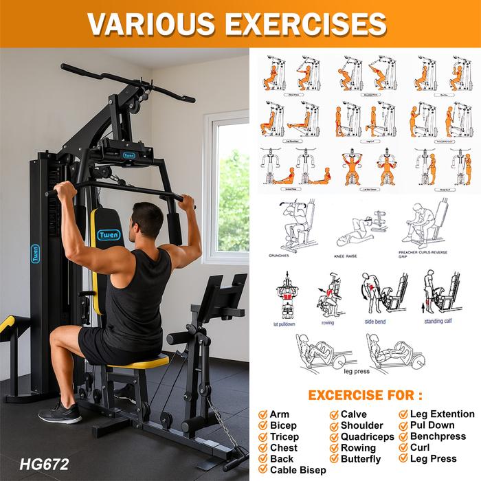TWEN HG672 New Alat Fitness Home Gym 1 Sisi Gambar produk 2