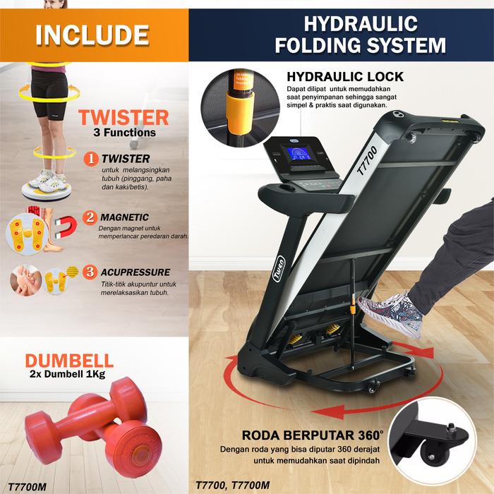 TWEN T7700M Treadmill Listrik Multifungsi Gambar produk 4