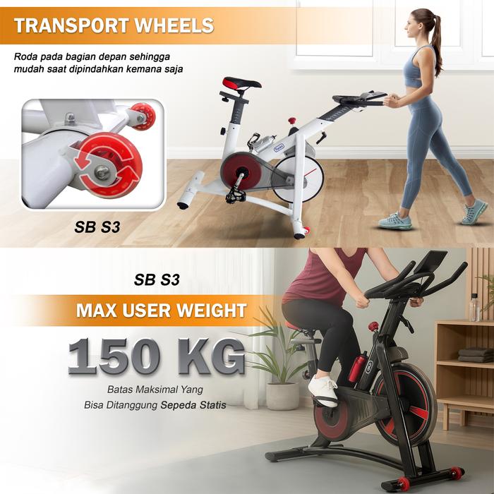Twen S3 White Spin Bike Gambar produk 5