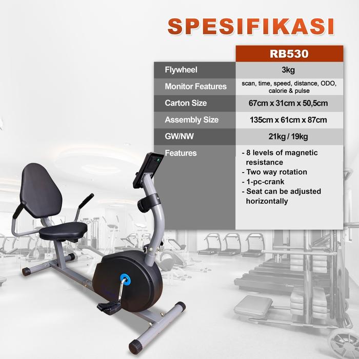 TWEN RB530 Alat Fitness Sepeda Statis Magnetic Recumbent Bike - RB530 Gambar produk 7
