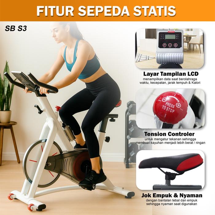 Twen S3 White Spin Bike Gambar produk 6