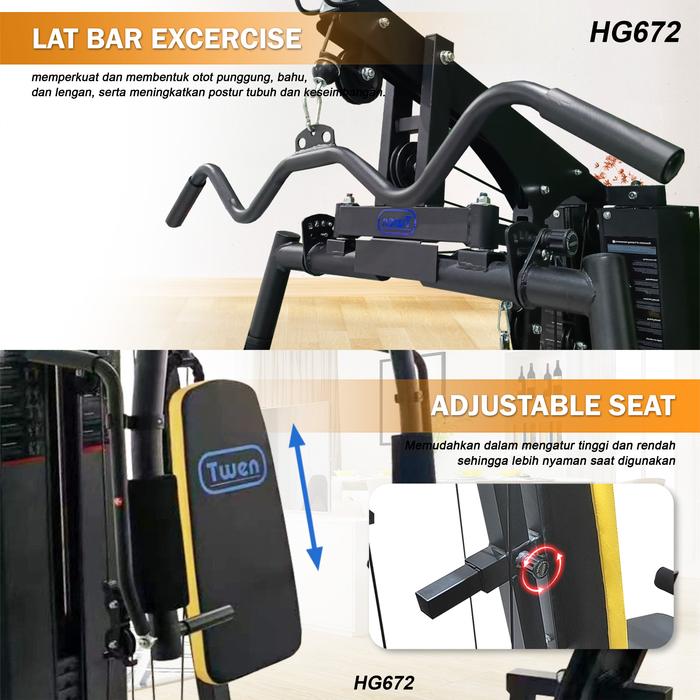TWEN HG672 New Alat Fitness Home Gym 1 Sisi Gambar produk 6