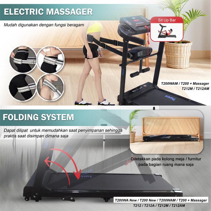 TWEN T212M Real Treadmill Listrik Multifungsi Gambar produk 5