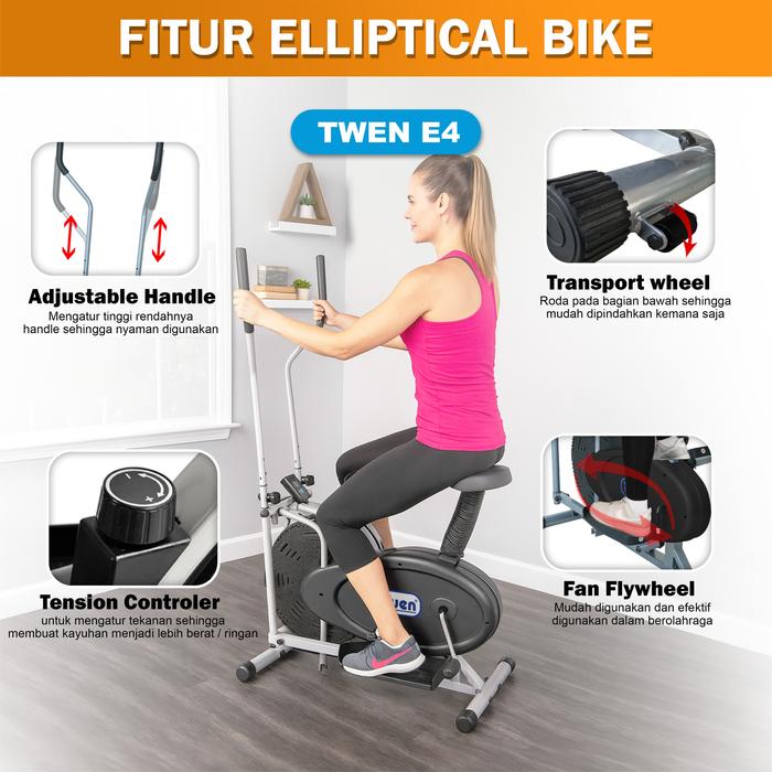 Twen FB7 Putih Elliptical Bike Tracer Cross Trainer Orbitrack Alat Fitness - FB7 New Gambar produk 5