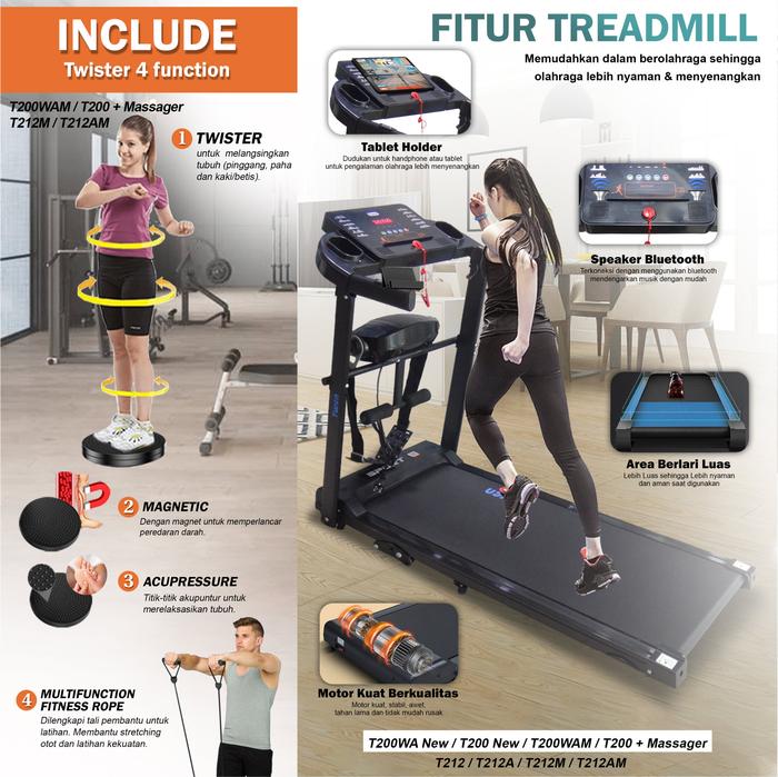 TWEN T212AM Real Treadmil Listrik Multifungsi Gambar produk 7