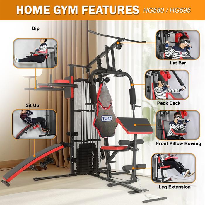 TWEN HG595 Alat Fitness Home Gym 3 Sisi Gambar produk 7