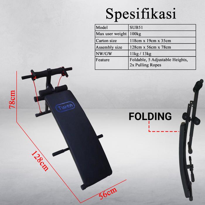 TWEN Sit Up Bench SUB51 alat fitness termurah Gambar produk 2