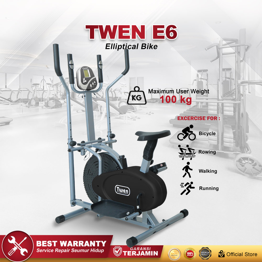 Twen E6 Black Orbitrack Tracer Elliptical Bike Gambar produk 2
