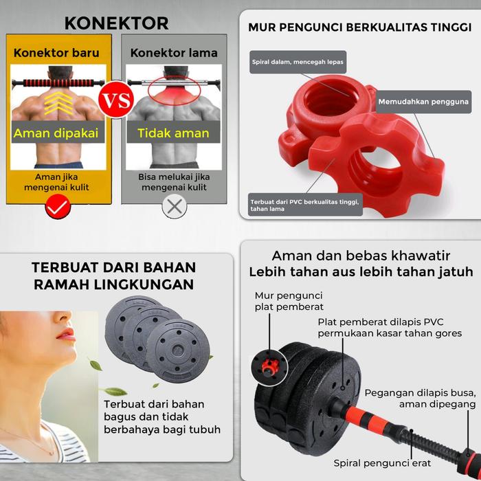 TWEN Dumbbell Set 20kg Kettlebell Gambar produk 3
