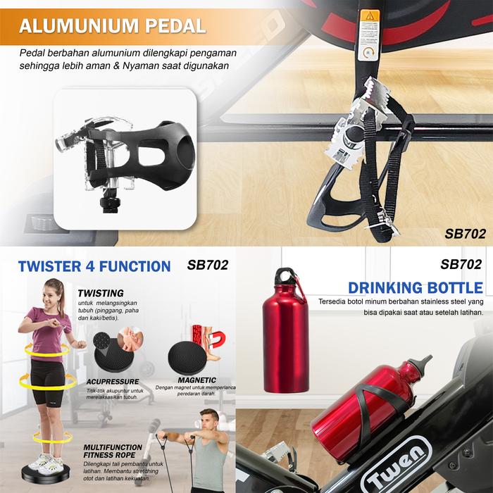 Twen SB701 Blue + App Spinning Bike Gambar produk 6