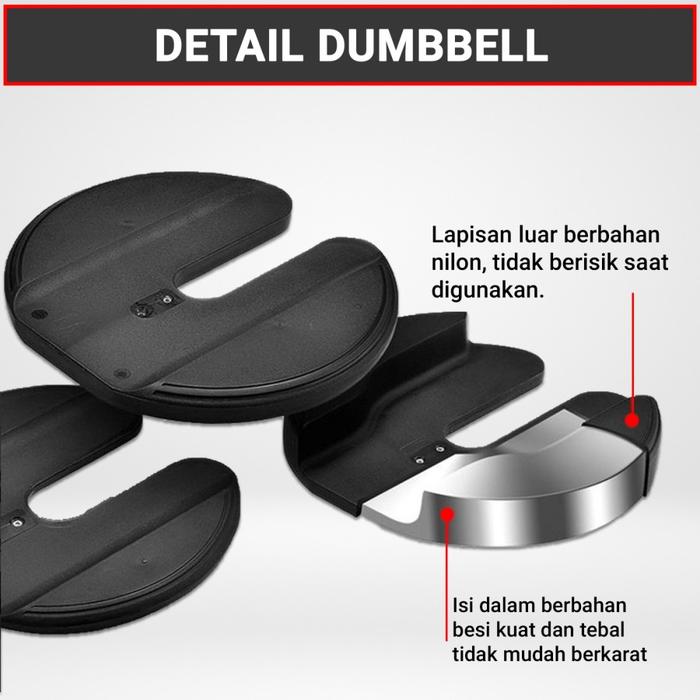 Twen Adjustable Dumbbell Set 40kg Alat Fitness Gambar produk 5