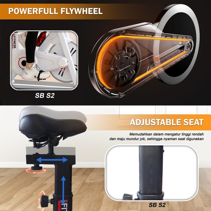 Twen S2 Hitam Spin Bike Gambar produk 6