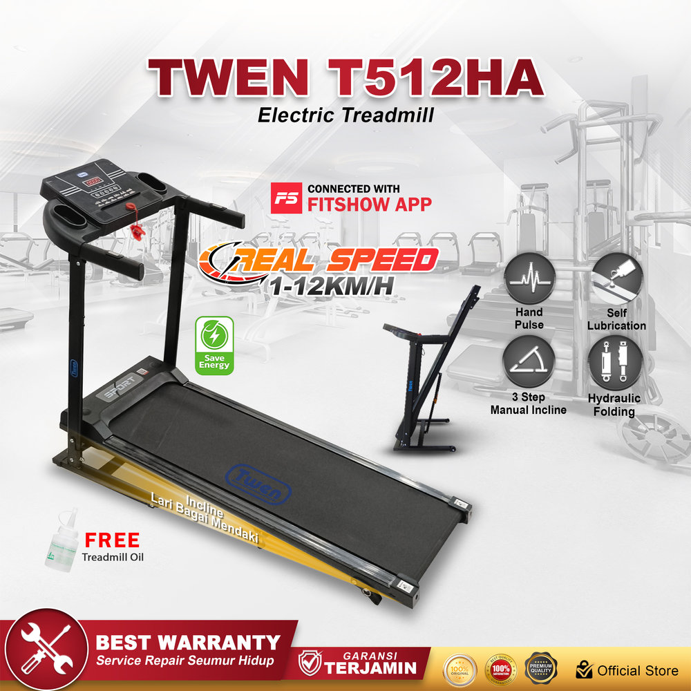 TWEN T512HA Treadmill Listrik Multifungsi