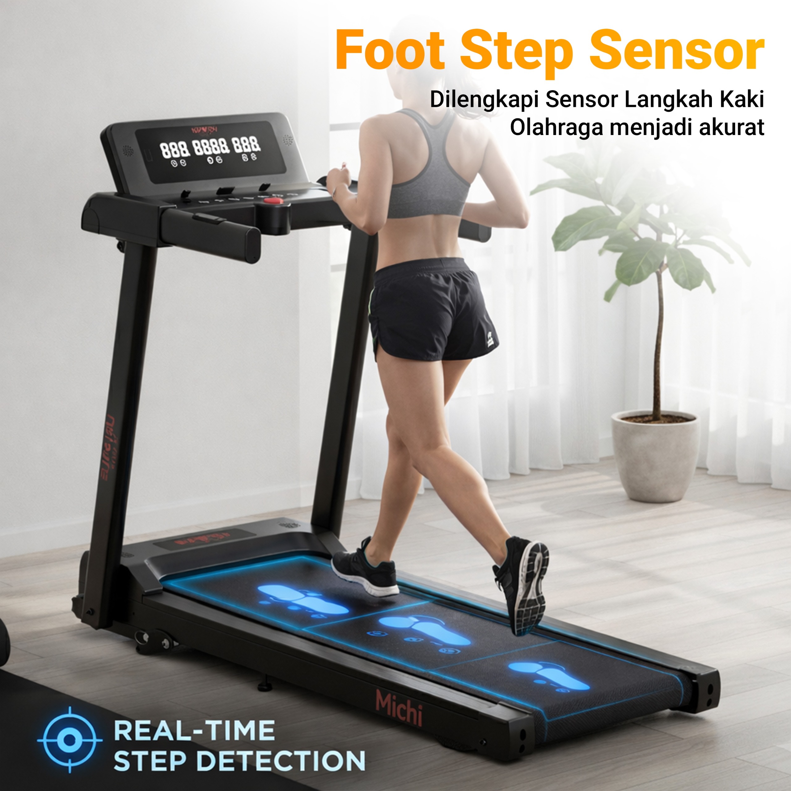 SUPOTSU Michi Hitam Treadmill Listrik Gambar produk 6