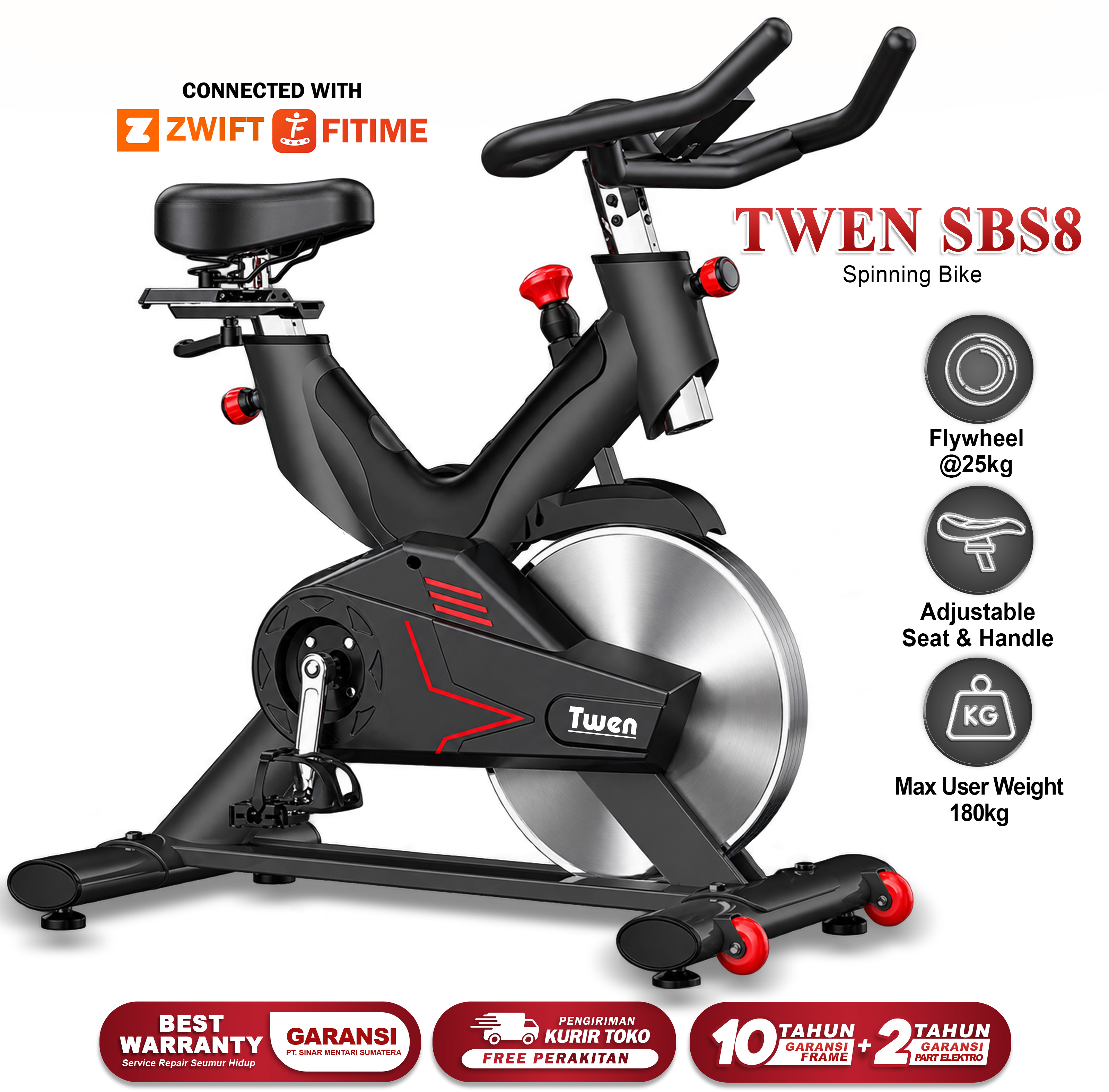 Twen CSB S8 + App Spin Bike Sepeda Kardio Sepeda Statis Sepeda Fitness Alat Olahraga
