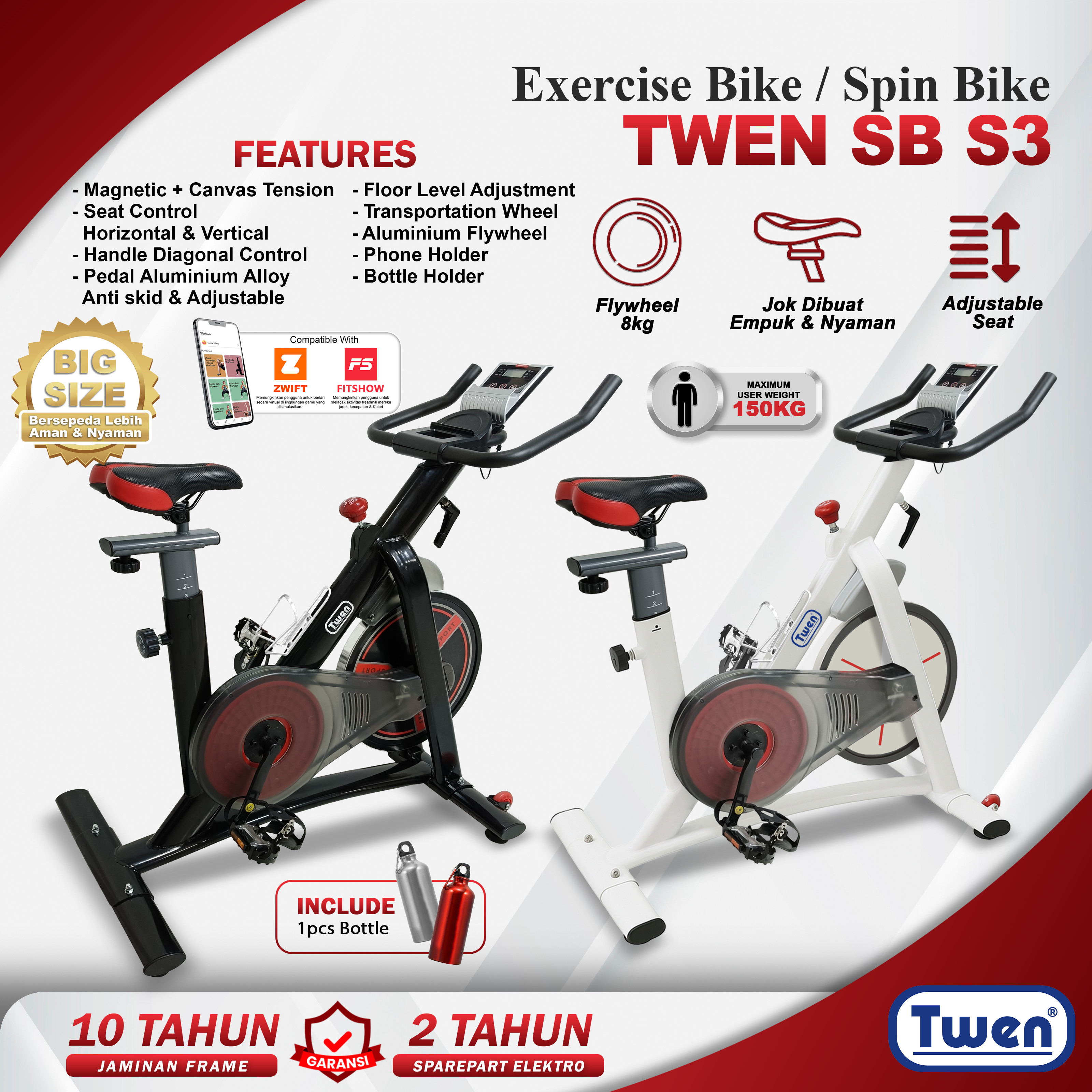 Spinning Bike Twen S3 Putih