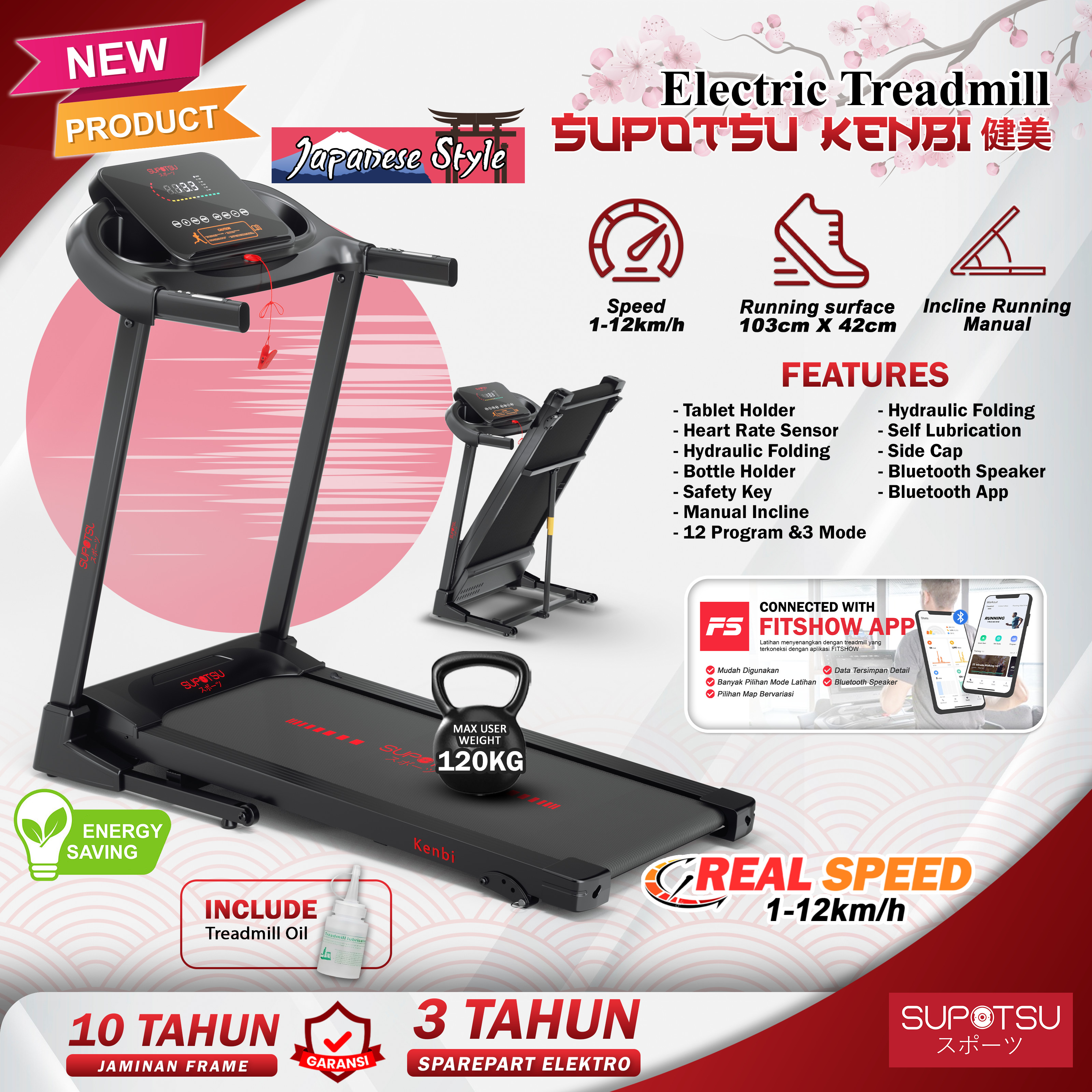 SUPOTSU KENBI Treadmill Elektrik Terbaru