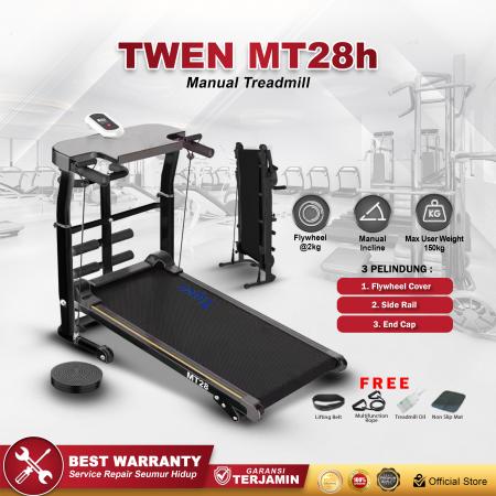 TWEN MT28 Hitam Treadmill Manual Tanpa Listrik