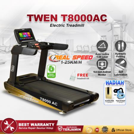 TWEN T8000AC Hitam Treadmill listrik Commercial 