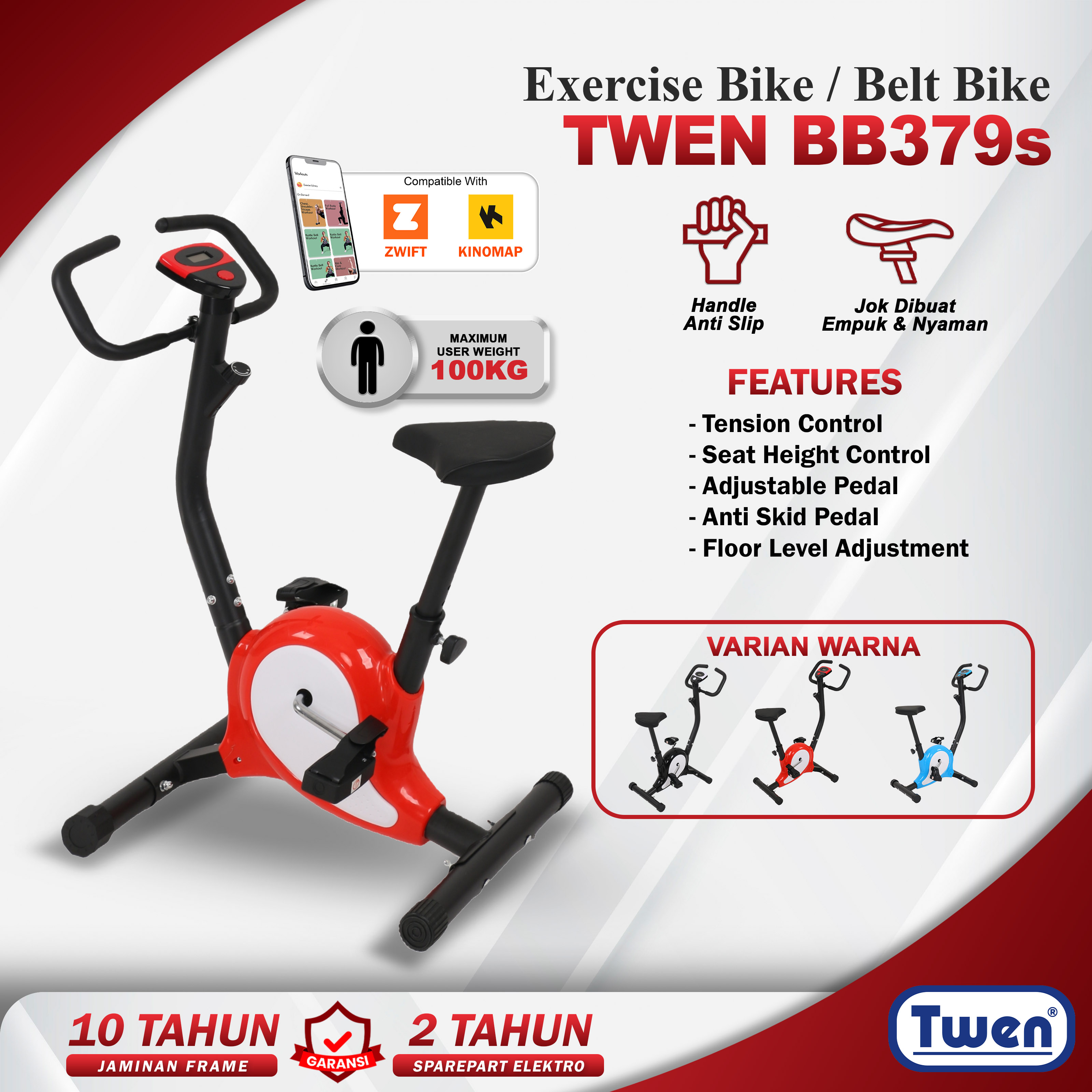 Twen Belt Bike BB379s Merah+App