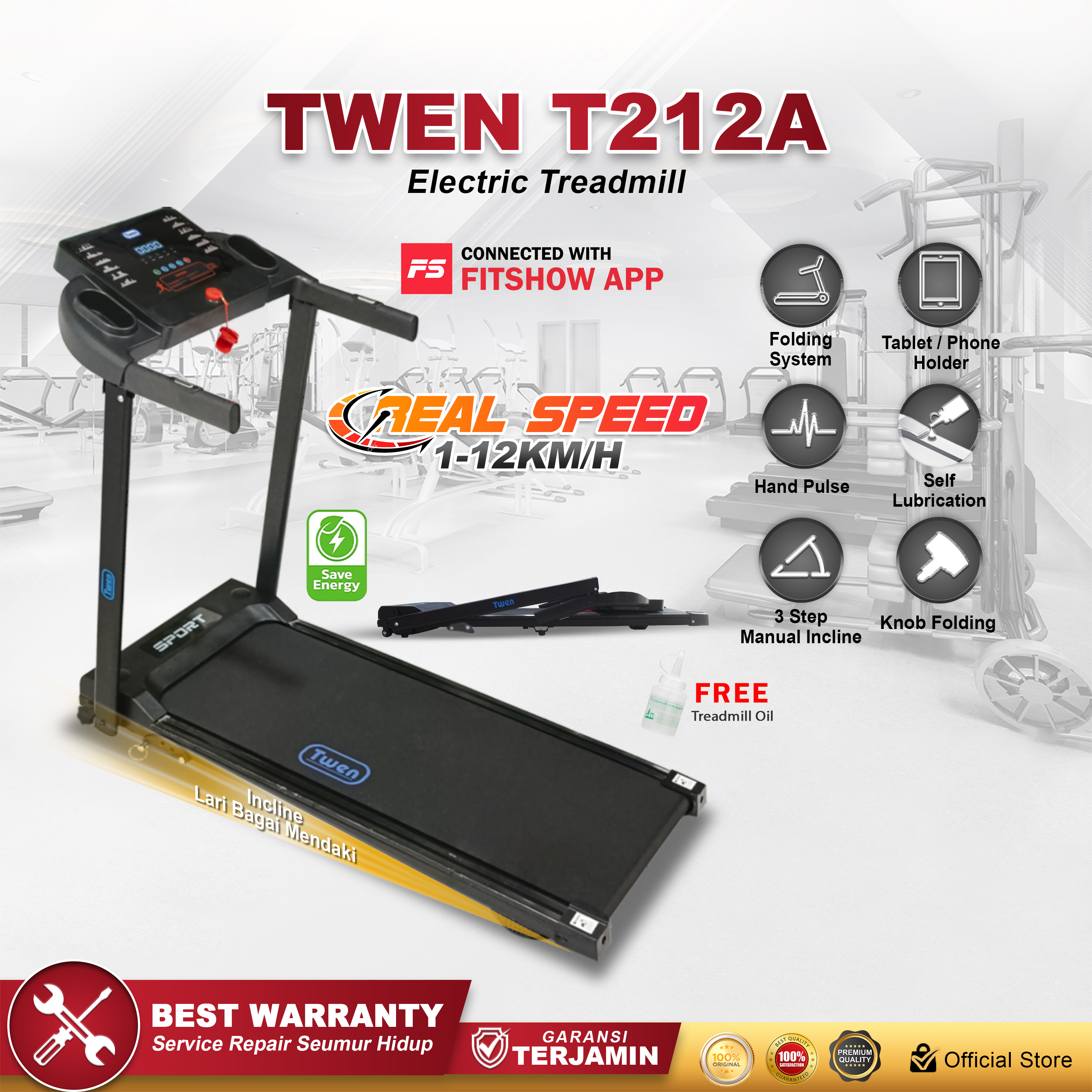 TWEN T212A Real Treadmil Listrik