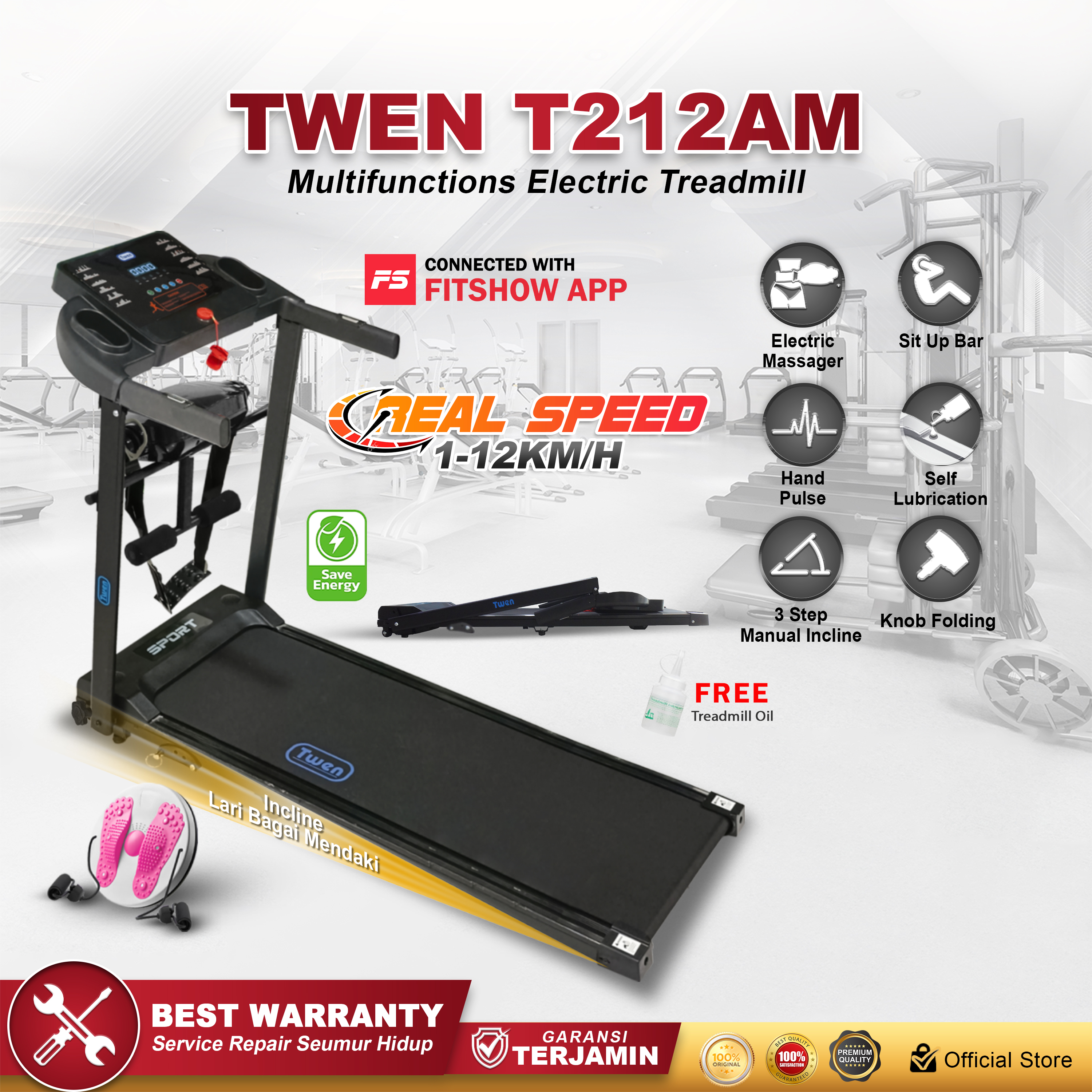 TWEN T212AM Treadmil Listrik 