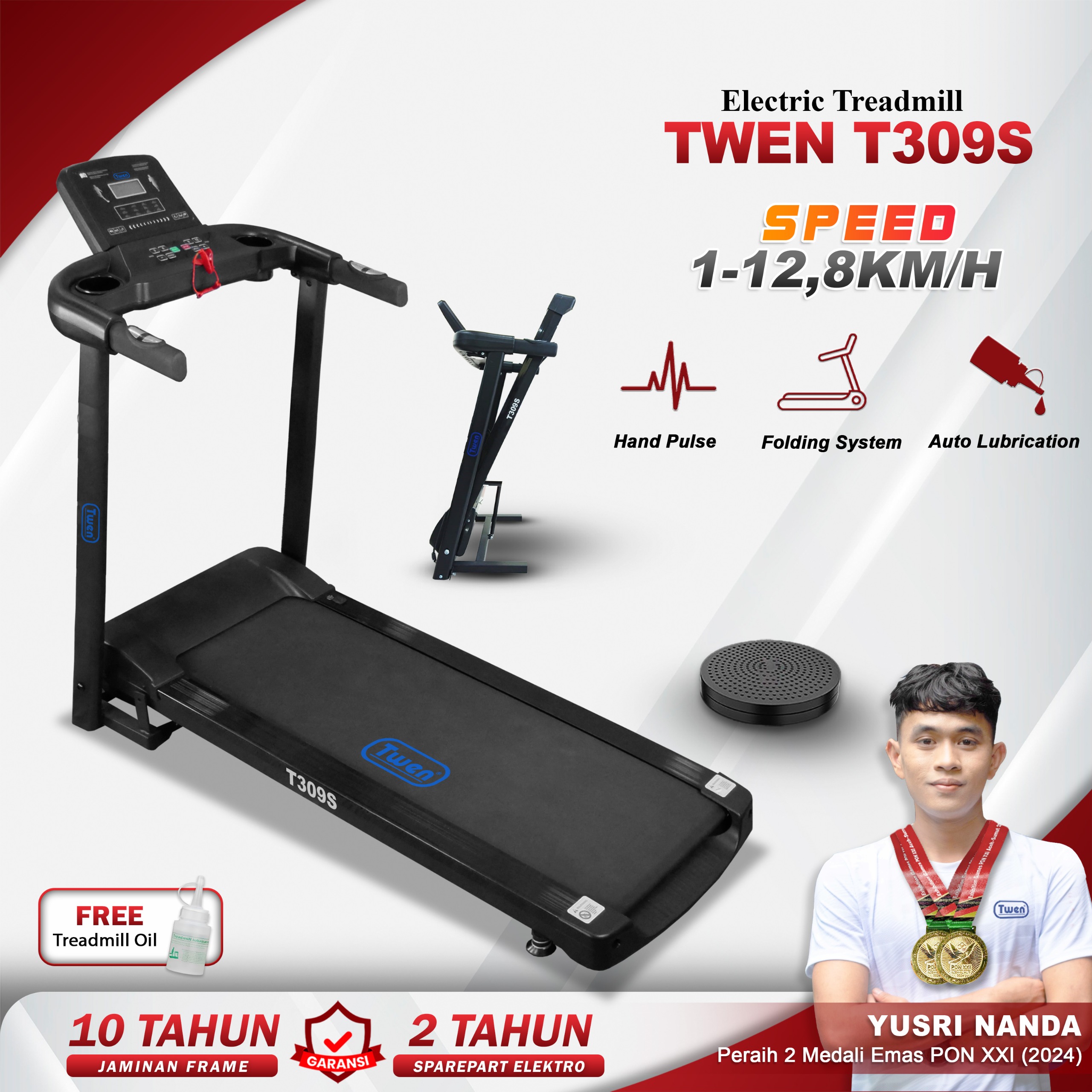 TWEN T309S Treadmil Listrik Multifungsi
